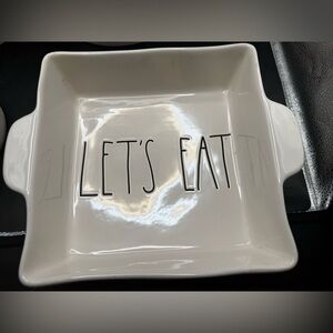 Rae Dunn Magenta "Let's Eat" Square Casserole/Baking Dish/Brownie Pan
